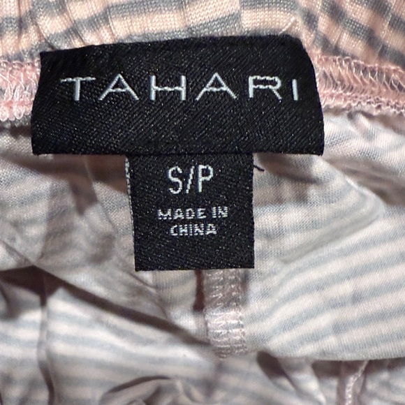 Tahari Pink Striped Lace Trim Pajama Set - Picture 8 of 10